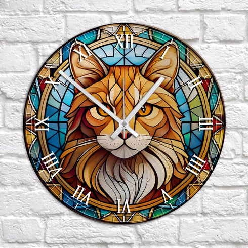 Cat Ginger Suncatcher Effect Clock